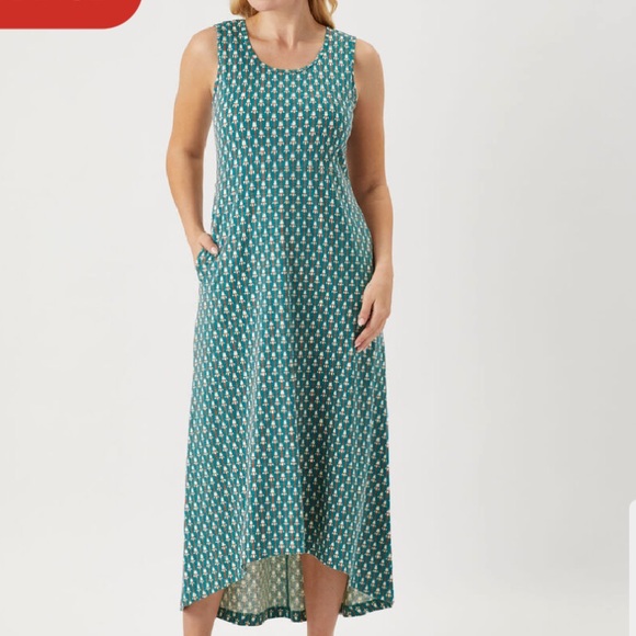 Duluth Trading Co Dresses & Skirts - Duluth trading to “n” flow high low maxi dress turquoise ikat size M